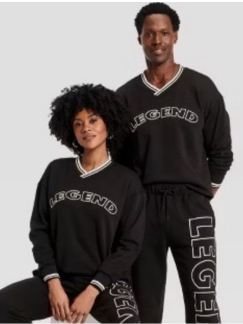 Unisex Black 'Legend' V-Neck Sweater